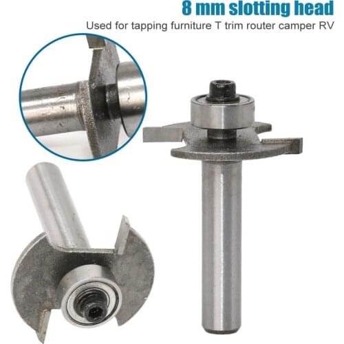 1pc 8mm T-Slot Milling Cutter Bit Shank Biscuit Cutter Router Bits For Knock On Furniture T Trim Router Campervan Motorhome