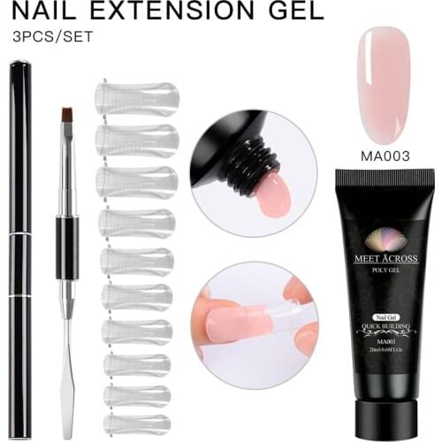Nail Art Extension Gel For Building Nail Gel Set UV Led Lamp with Nail Tips Acrylic Poly UV Gel For Manicure Fingertip Extend