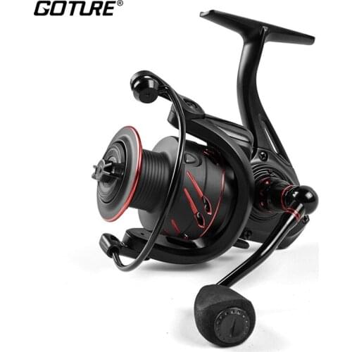 Goture Black Fishing Reel 2000-7000 Full Metal Spool Carp Fishing Reel 5.0:1 Max Drag 10Kg Power Smooth Sea Spinning Reel