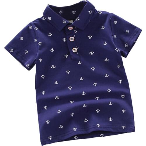 Summer New Baby Kids Boys Fashion Breathable Print Short Sleeve Lapel Collar Cotton Polo Shirt Tops Dropshipping