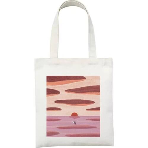 Art illustr Canvas Tote Bag for Women Female Handbags Reusable Cloth Shopping Bag Student Book Bags Ladies Casual Shopper Bag