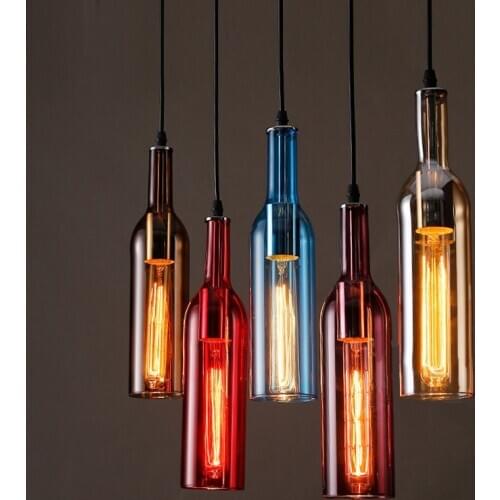 Personality Creative Restaurant Bar Coffee Shop Clothing Store Bar Counter Color Beer Bottle Decorative Chandelier lamps