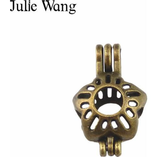 Julie Wang 2pcs Alloy Essential Oil Diffuser Perfume Hollow Star Locket Pendants Earrings Necklace Jewelry Making Accessories