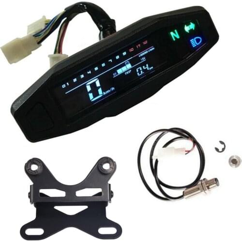 Motorcycle Full LCD Digital Meter RPM Speedometer Odometer Electric Injection and Carburetor Meter W/Bracket Universal