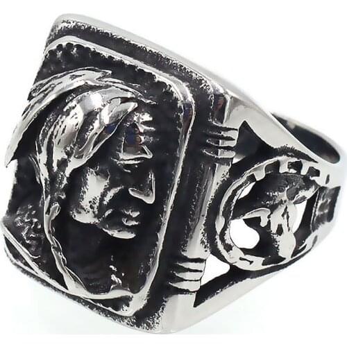 Asjerlya New Fashion Woman Avatar Titanium Stainless Steel Punk Men Rings Skull Ring For Women Man Party Ring Jewelry Gifts