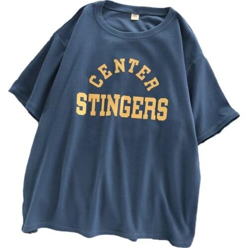 Zuolunouba 2020 Autumn New Large Size Round Neck Ladies T-shirt Letter Printing Casual Loose Korean Fashion Cotton Women Tops