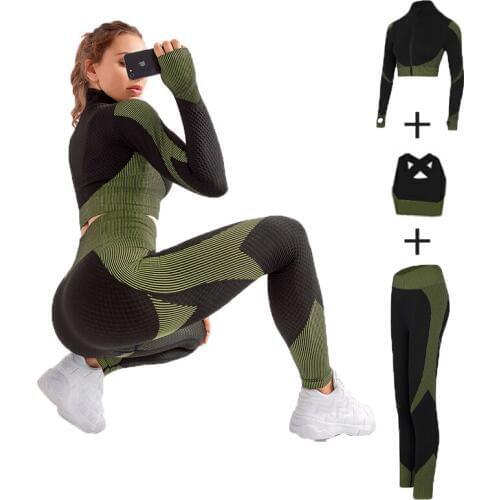 New Seamless Women Yoga Sets Female Sport Gym suits Wear Running Clothes women Fitness Sport Yoga Suit Long Sleeve yoga clothing