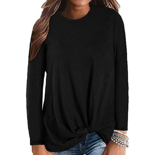 Round Neck Autumn Knitted Sweater Women Sweater Winter Top Waffle knit knit long sleeve sweater casual O-neck warm pullover