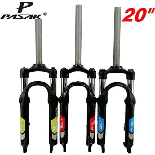 PASAK Mountain Bike Suspension Front Fork 20 Inch Oil Pressure Disc Brake Forks Adjustable Lockable For Folding Bicycle BMX