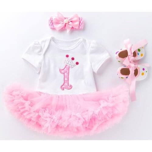 1 Year Baby Girl Birthday Dress Summer New Cotton Kids Baby Clothes First 1st Birthday Christening Dresses For Baby Girl Dress