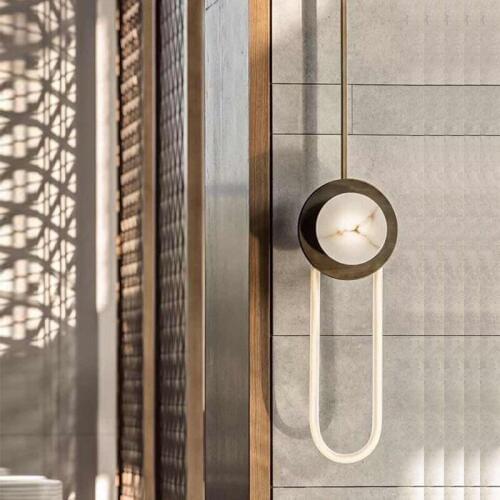 Minimalist custom Post-modern hotel lobby wall U glass wall light Chinese sales office marble living room wall lamp