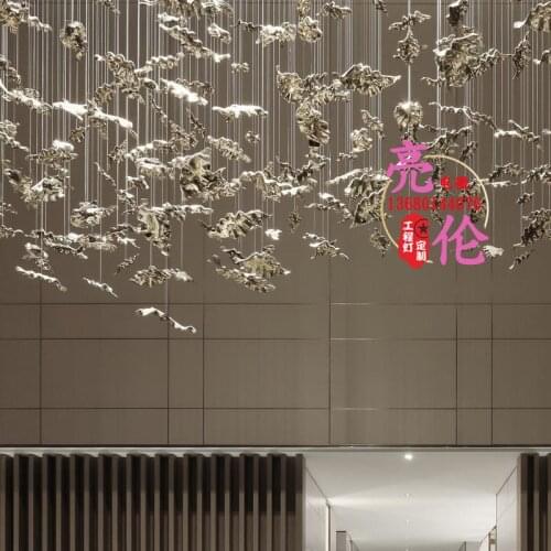 Manufacturer custom large engineering chandelier hotel restaurant villa sales department lobby leaves leaves creative art lights