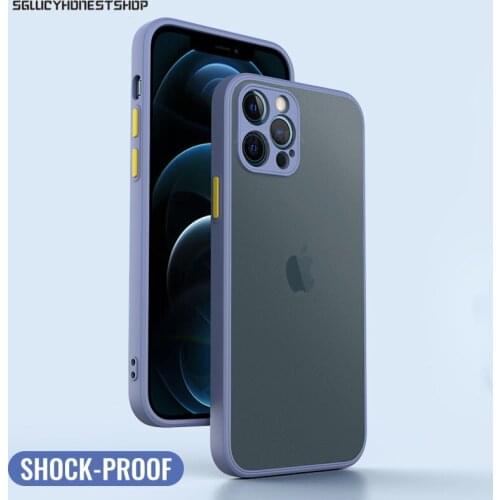 Shockproof Silicone Bumper Phone Case iPhone 12 11 Pro Max Mini X XR XS MAX 8 7 6 6S Plus SE 2020 Luxury Translucent Matte Cover