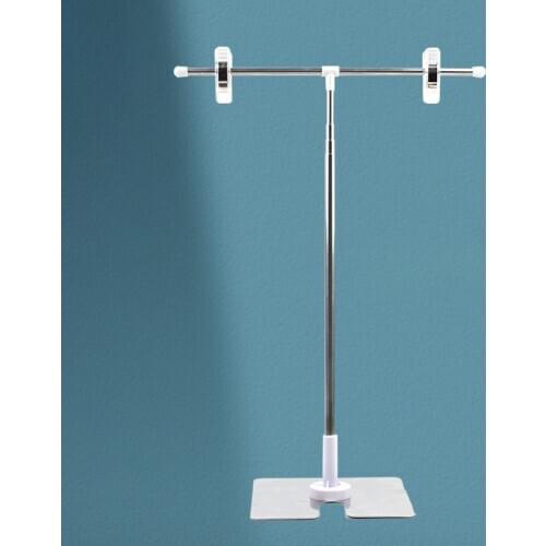 Adjustable Poster Stand Stainless Steel Mall Display Banner Stand Holder with Clip Stretchable Isolation T-shaped Cloth Bracket