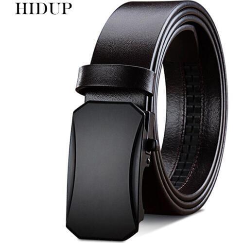 HIDUP New Design Formal Styles Automatic Belt for Men Top Quality Pure Solid Cow Cowhide Leather Ratchet Belts 35mm Width NWJ644