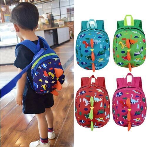 Safety Anti-lost Dinosaur Backpack Outdoor Camping Trip Cartoon Strap Rucksack with Reins Kid School sac de sport Fast Shipping