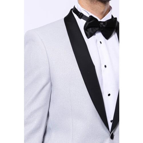 Grey Shawl Lapel Sparkly Tuxedo Jacket
