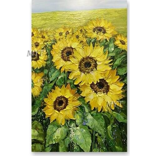 Modern Home Interior Wall Decor Sunflowers Oil Painting 100% Hand-painted Abstract Heavily Textured Flower Canvas Paintings Art