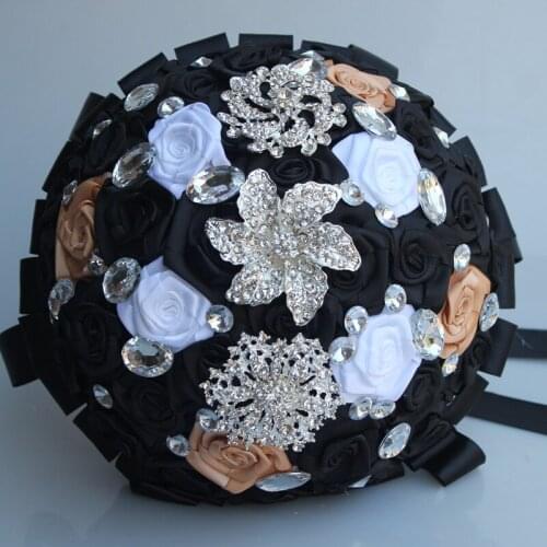 Wedding Bouquets Accessories Satin Ribbon Simulation Flower Pearls Bridal Bridesmaid Bouquets Sweet 15 Quinceanera Bouquets W127