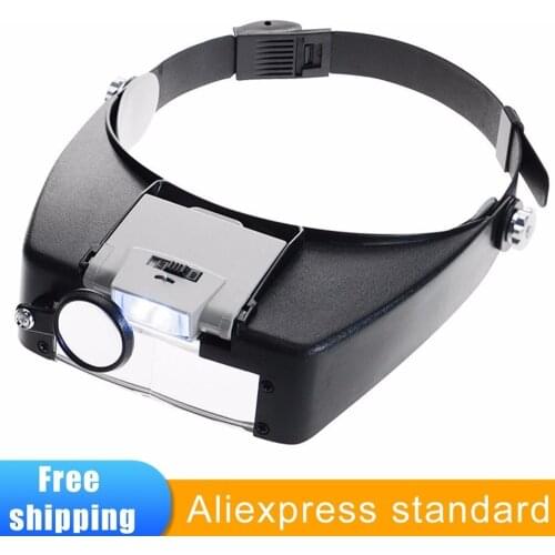 LED light 10X Helmet Style Magnifier Glass Headband Magnifying Glasses Lupas Con Luz Loupe Microscope Reading Repair Use