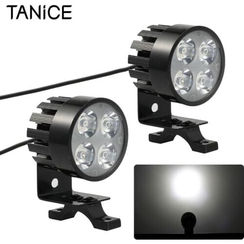 TANiCE 2Pcs Universal 12V-85V Motorcycle LED Light Spot Light Headlight Lamp with Motorbike 7/8" Handlebar On Off Button Switch