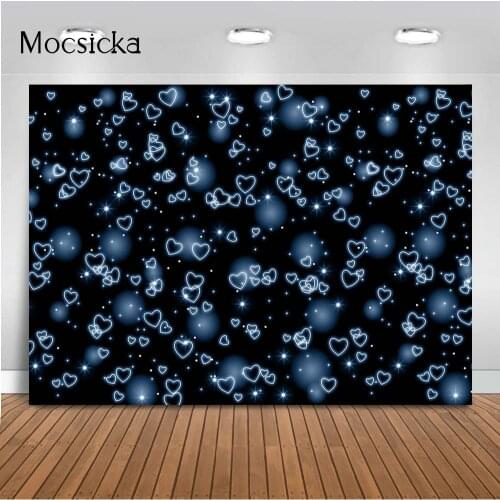 Early 2000s Photo Backdrop Blue Heart Stars Backdrop Birthday Party Banner Vinyl Newborn Kids Portrait Photo Booth Background