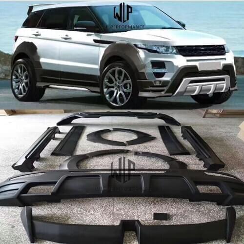 High quality PU Unpainted Car body kit Front rear bumper Side skirts Round eyebrows For Range Rover Evoque 14-17