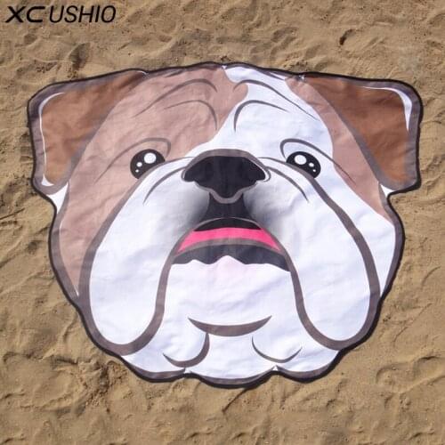 XC USHIO One Piece Soft Microfiber 155*125cm Creative Cute Dog Beach Towel Beach Scarf Bikini Cover Up Yoga Mat Wall Tapestry