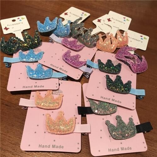 2pcs/set Girl Hair Accessories Glitter Fabric Hair Clip Elastic Rubber Hairband Metal Barrette Baby Hairpin Women Ponytail Band