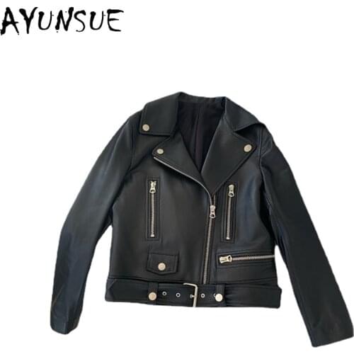 AYUNSUE 2021 Genuine Leather Jacket Women Real Sheepskin Coats New Short Cool Autumn Jackets for Woman Veste En Cuir Femme SQQ19