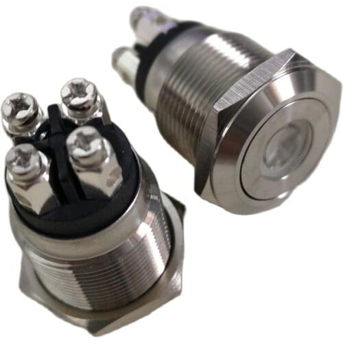 10 Pieces19mm Micro Trip 12V 24V 6V BLUE GREEN DOT Led Metal Switch with Momentary