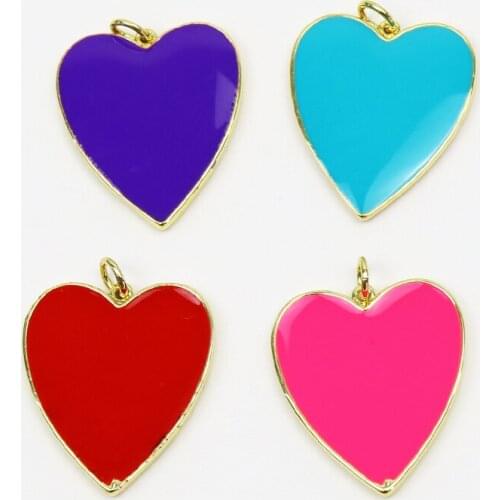 10 Pieces Enamel Heart Pendant Charms Rainbow color Pendant Jewelry Pendant Accessories Necklace 51780