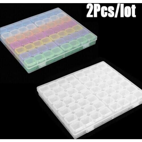 2Pcs/lot 56 Girds 5D DIY Diamond Painting Tools Storage Box Rhinestone Container Box Diamond Painting Accessories Organizer Case