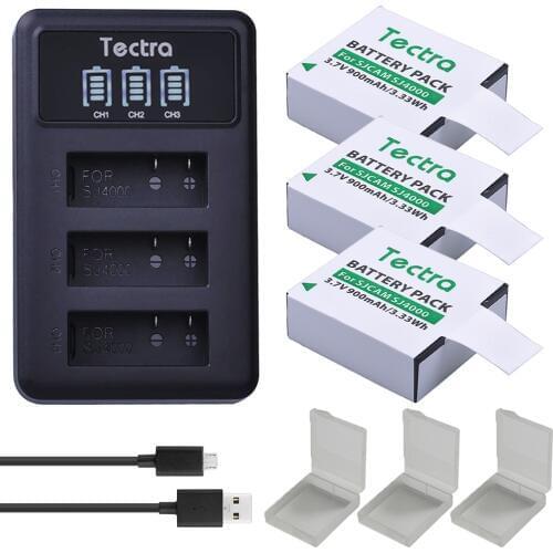 3Pcs Action Camera Battery + LED USB 3Slots Charger for AKASO,Crosstour,SJCAM,SJ4000,M10,SJ5000 4K Underwater Camera