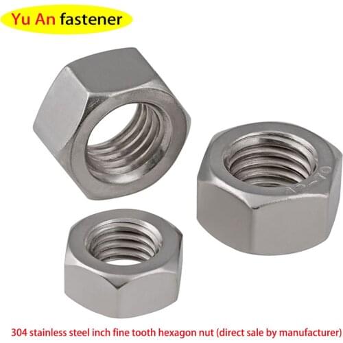 304 Stainless Steel Inch Nut, Inch Fine Tooth Hexagon Nut, Inch Stainless Steel Nut, Fine Tooth Nut, Factory Wholesale 5pcs