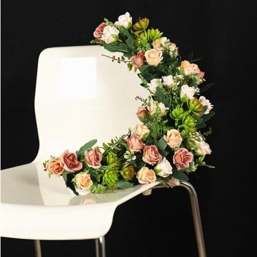 40CM Artificial Rose Flower Door Pendant Plastic Christmas Wreath Hotel Wall Home Decoration Accessories Photo Props