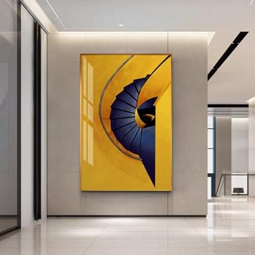Abstract Yellow Stairs Canvas Posters and Prints Entrance Painting Modern Wall Pictures for Living Room Aisle Fashion Wall Art
