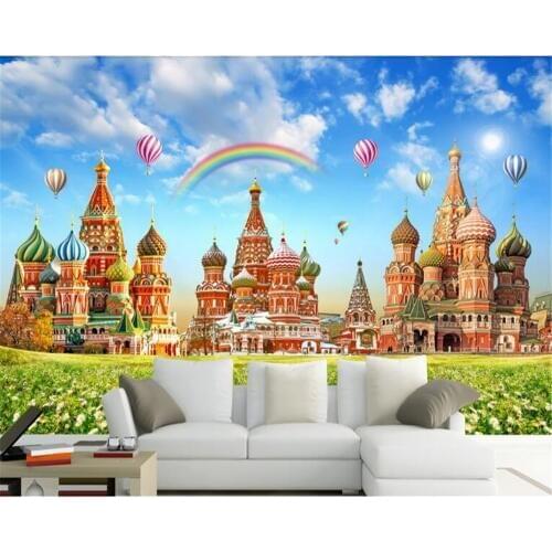 Beibehang papier peint mural 3d Dream Castle HD Children Room Rainbow Hot Air Balloon TV Background wallpaper for walls 3 d