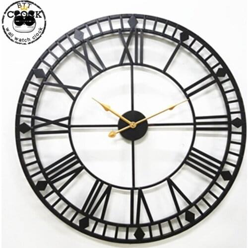80 cm Large Metal Wall Clock Modern Design European Antique Style Roman Rusty Large Iron Clocks Wall Watch Art Home Decor