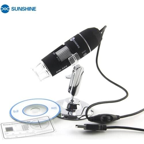 SUNSHINE DM-500 Mini USB Digital Microscope 500x Adjustable Magnifier Electronic USB Microscope 8 LED light for Soldering