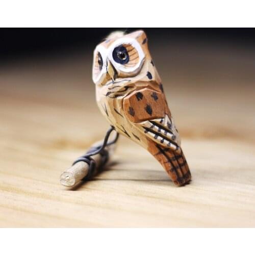 Owl toucan wood carving pendant handmade solid wood animal wood carving home decor ornaments