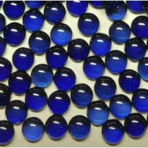 Hot Sale 5A 3mm~10mm 34# Blue Synthetic Corundum Lab Created Gems Stone Round Shape Cabochon Cut Flat Bottom Beads For Jewelry