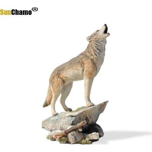 Wolf Art Collection Simulation Animal Model Wolf Decoration Home Resin Crafts Figurines Miniatures Decoration Crafts Accessories