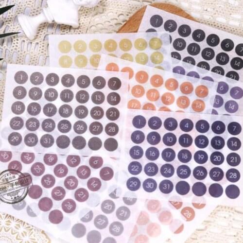 Creative 365 Days Calendar Sticker Year-round Plan Agenda Sticker DIY Diary Hand Account Diary Supplies Round Number Sticker