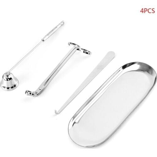 4 Pcs Candle Accessory Set Snuffer Wick Trimmer Dipper Tray Plate Scissor Cutter