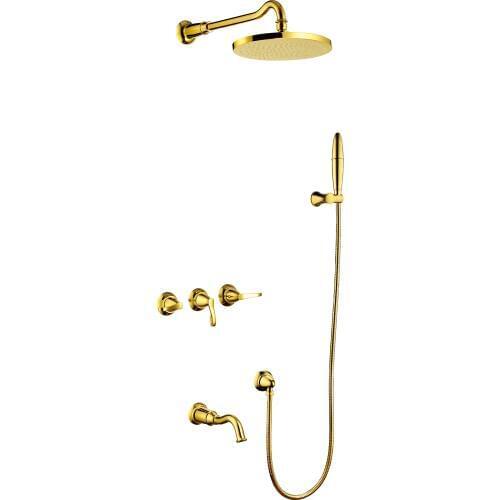 Wall mounted brass gold bathroom shower faucet set and cold hot water basin mixer tap faucet top quality bathroom faucet