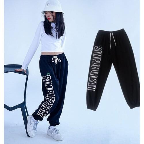 2021 new summer thin girls black sports pants childrens hip-hop loose hip-hop casual pants jazz street dance clothes