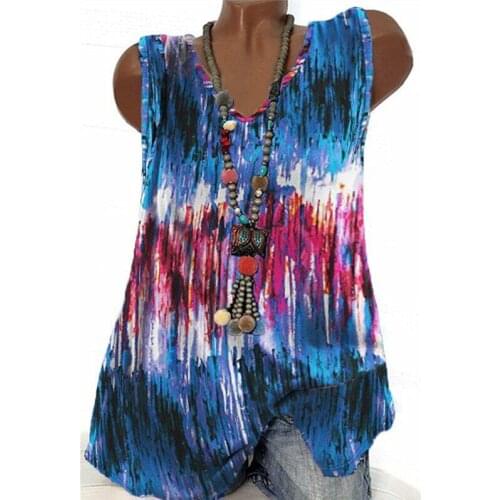 2021 new summer womens tie-dye printing round neck sleeveless womens vest women tank top women