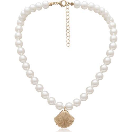 New design jewelry creative simple scallop personality multi-element Pearl shell single-layer temperament necklace free shipping