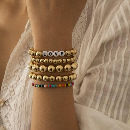 New Simple Heart-shaped Shell Beaded Bracelet Folding National Style Multi-layer Acrylic Womens Bracelet Bohemian Jewelry